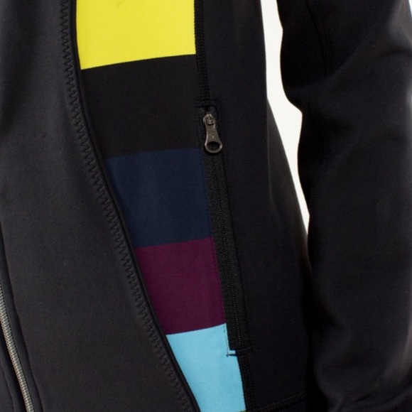 Lululemon Nice Asana Align Jacket Black/Pow Stripe Split Pea- Size 6 - Picture 10 of 12